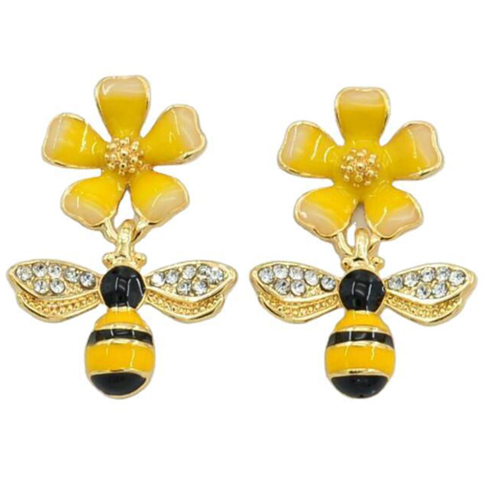 1 Pair Bee Flower Pendant Earrings for Girls Fashion Jewelry