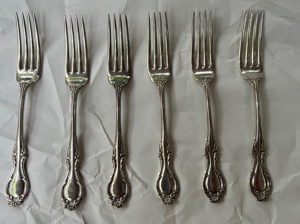 Wallace Silverplate JOAN Dinner Fork Flatware 1835 R Wallace A1 Lot of 6 Forks
