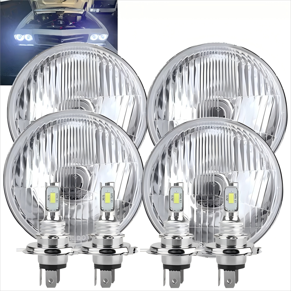 5.75 Inch Round LED Halo Headlights High Low Beam with DRL 4PCS