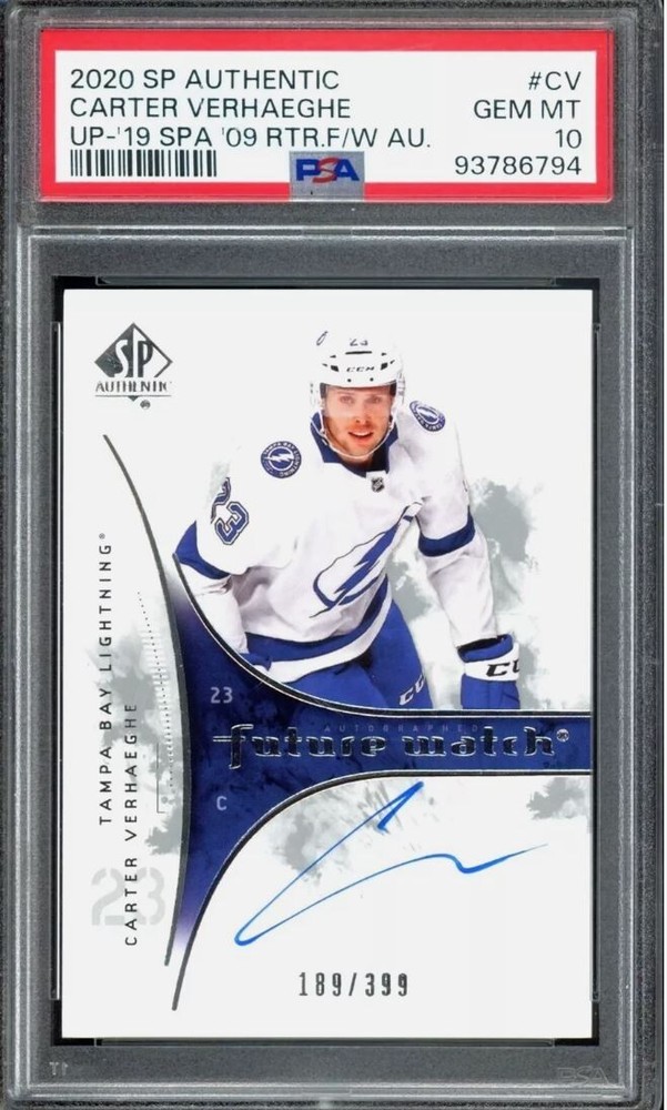 2019-20 SP Authentic RETRO AUTO /399 #CV Carter Verhaeghe PSA 10 GEM MINT - RC