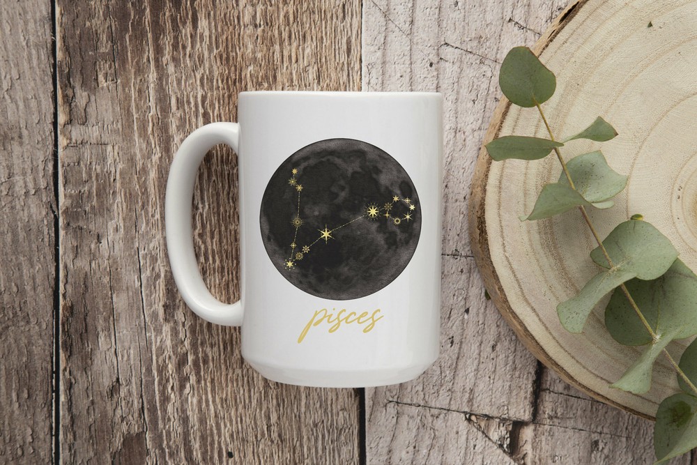 Pisces Constellation Coffee Mug with Celestial Design for Zodiac Lovers