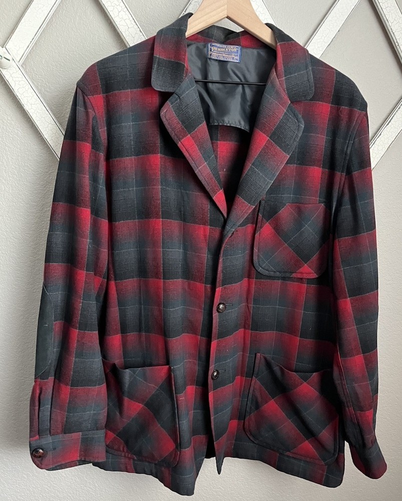 ヴィンテージ Pendleton メンズ L バージンウール チェック 3ポケット ブレザージャケット