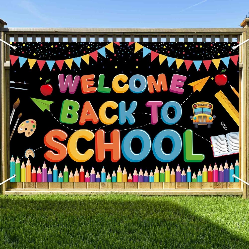 72 x 44 Inch Welcome Back to School Banner - First Day of School Hanging Banner