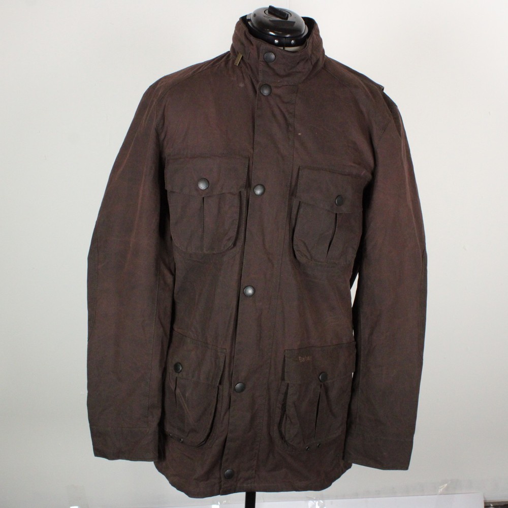 Barbour Corbridge Waxed Jacket Mens L Slim Brown Field Style Chest Pockets