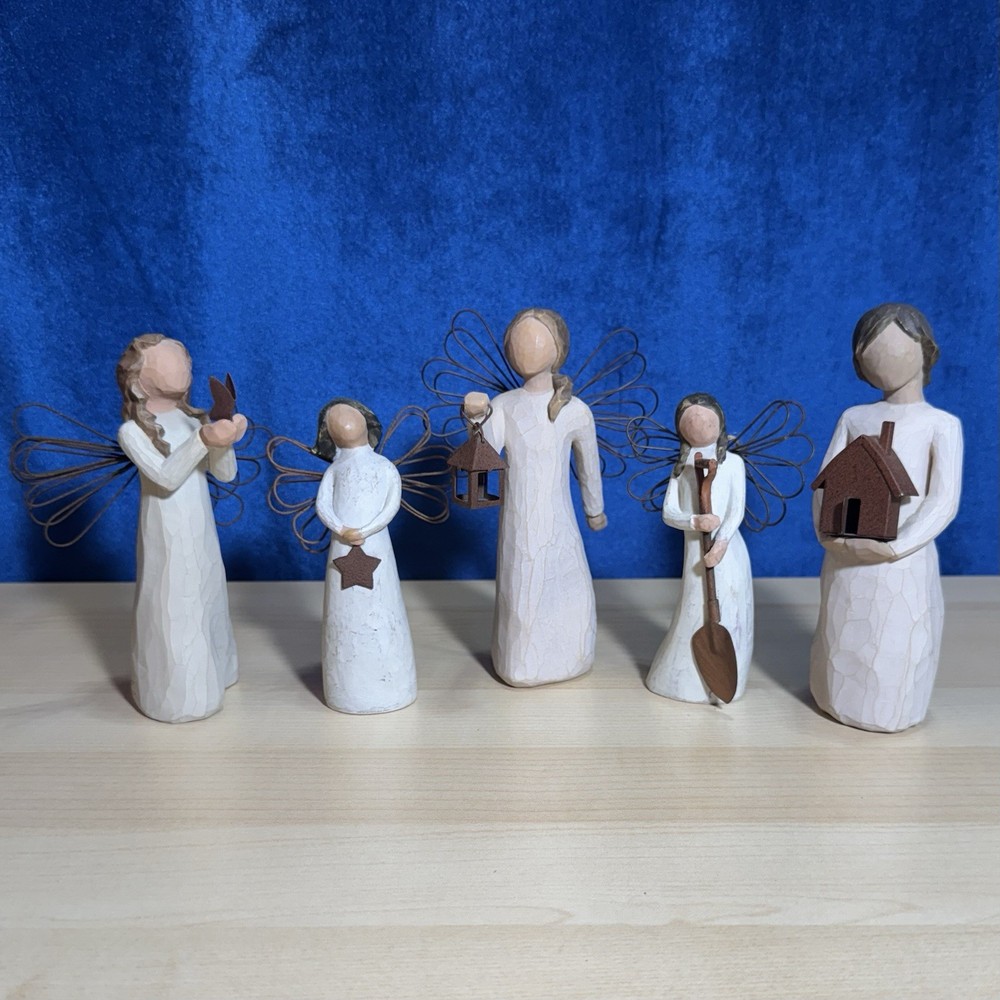 5 Rustic Willow Tree Angels - Freedom, Light, Hope, Garden, Mi Casa