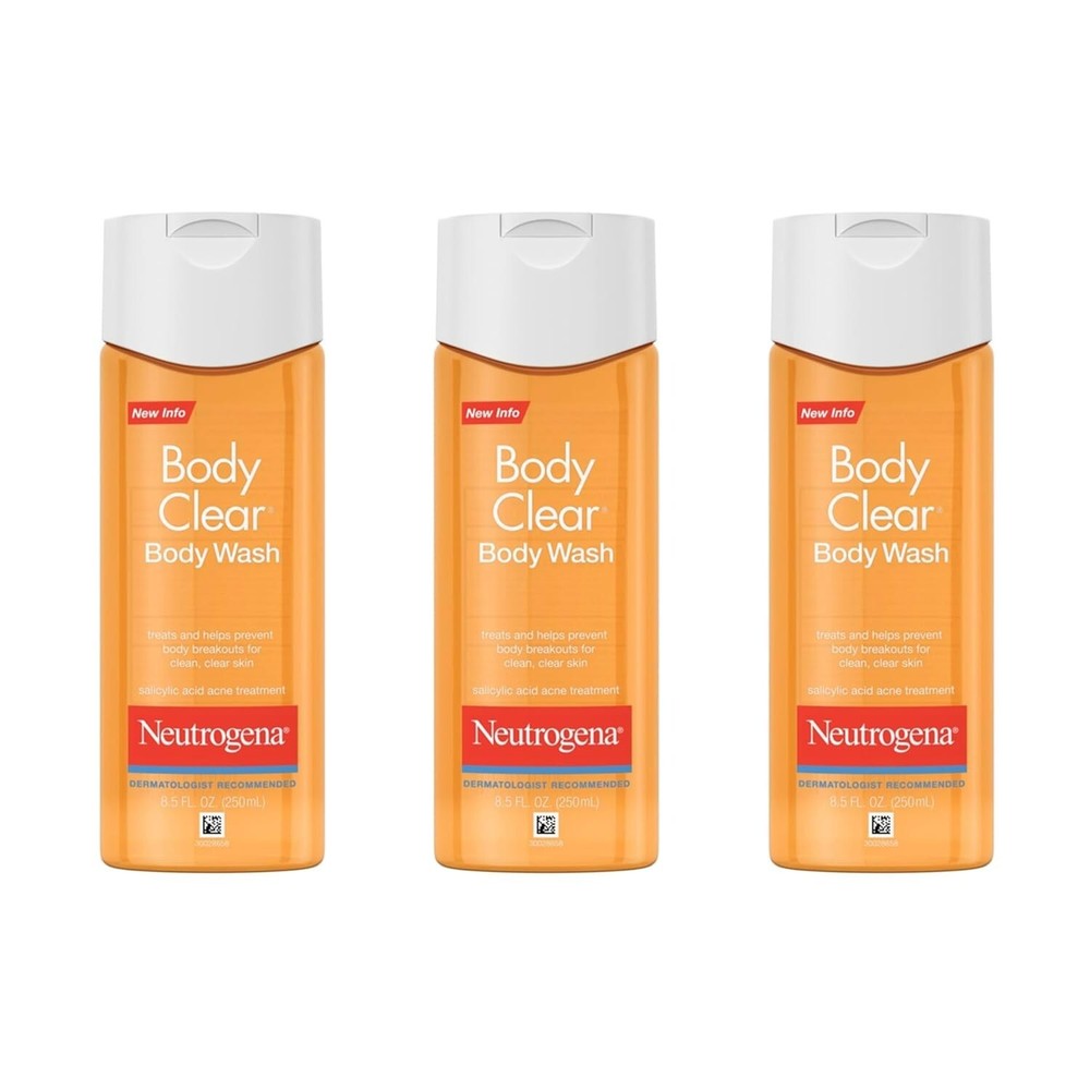 Neutrogena Body Clear Acne Body Wash Glycerin & 2% SA, 8.5 Fl. Oz, 3 Pack