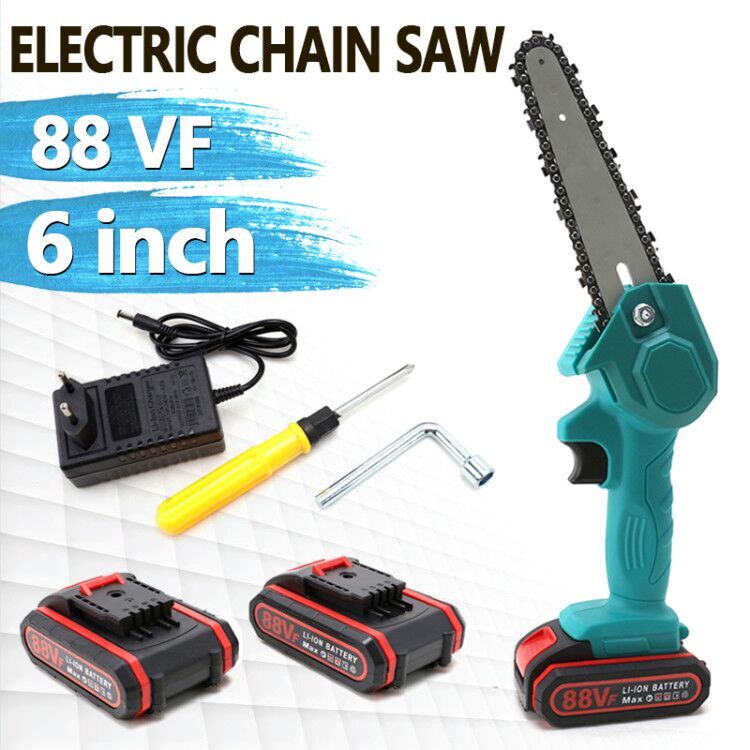 1200W 88V Mini Electric Chainsaw 6 Inch for Woodworking Fruit Tree Garden  