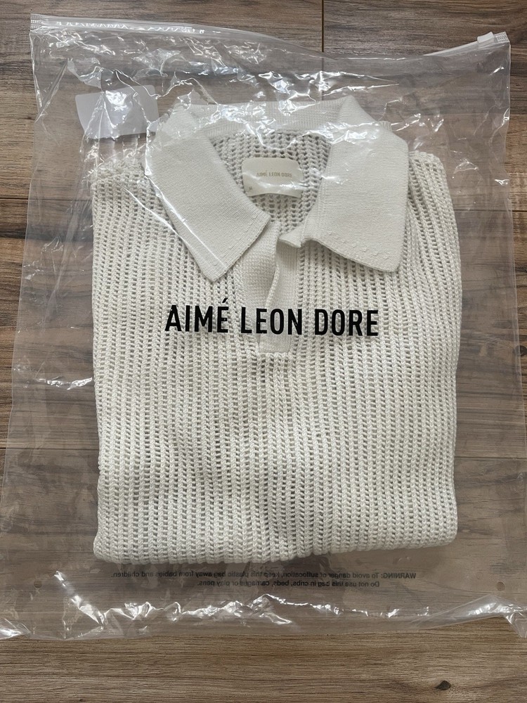 Aime Leon Dore Coconut Milk Mesh Polo Size M Brand New with Tags