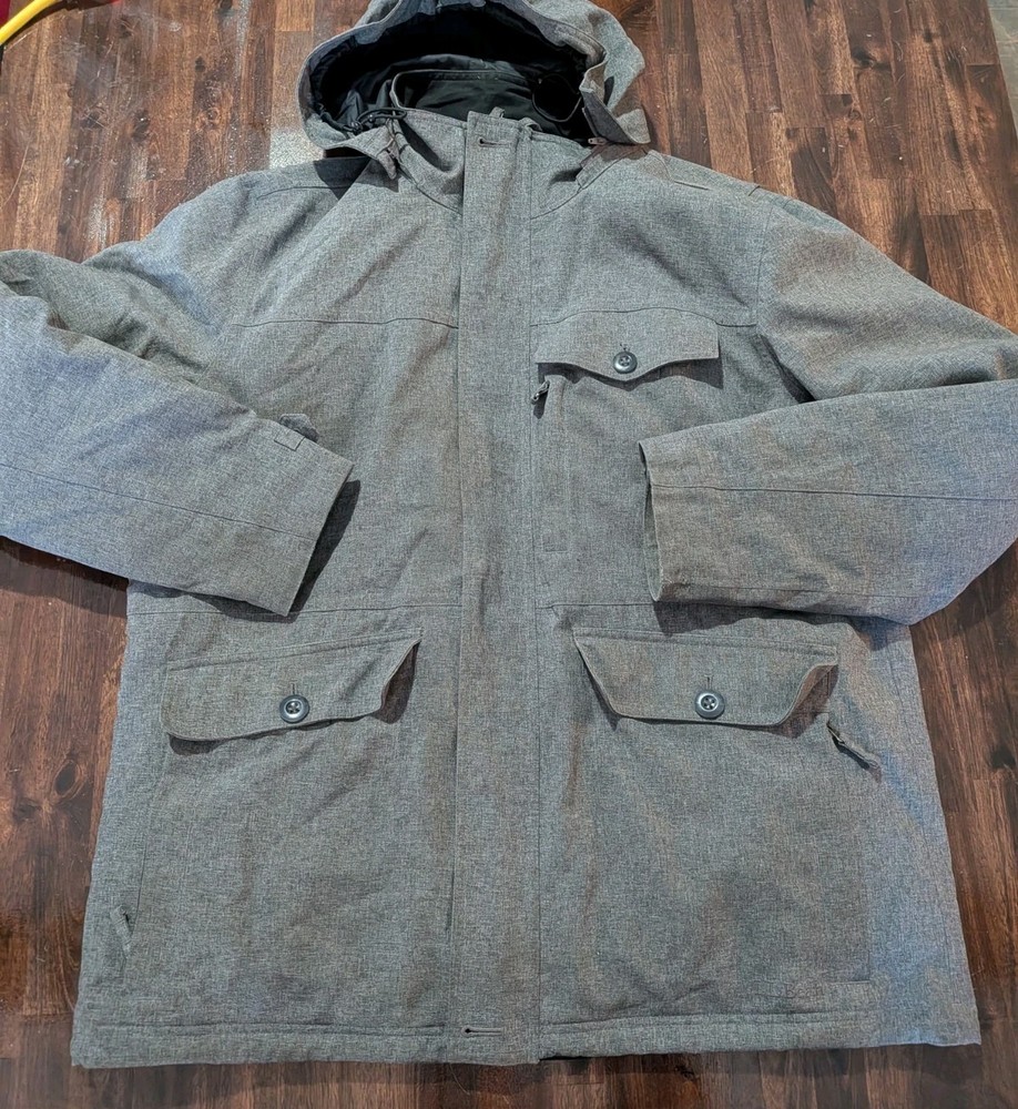 LL BEAN 3 IN 1 Jacket Parka 284416 L  Gray Primaloft Insulated Quilt Lined READ