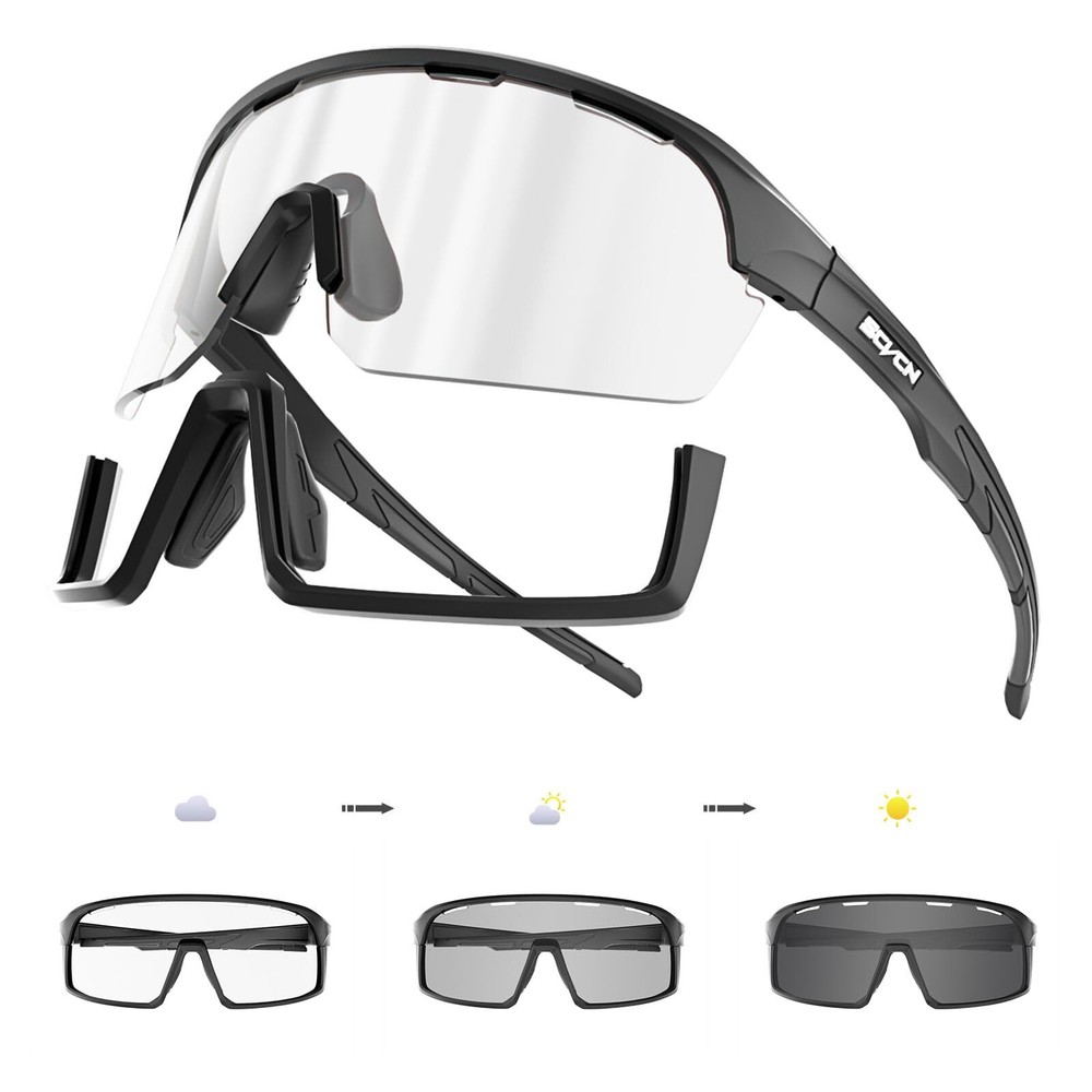 Photochromic Cycling Glasses for Men Women Sports Bike Glasses TR90 Frame UV ...