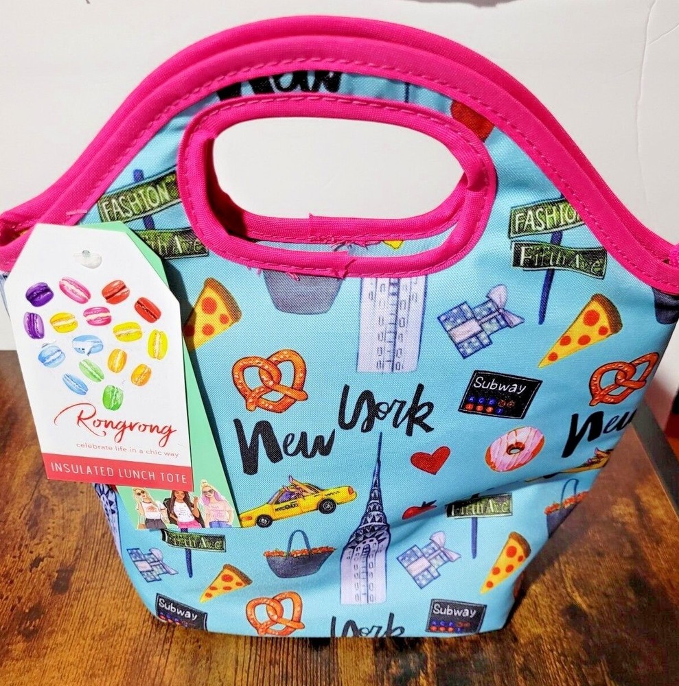 Fit & Fresh Rongrong New York Insulated Lunch Tote - Light Blue Pink NYC