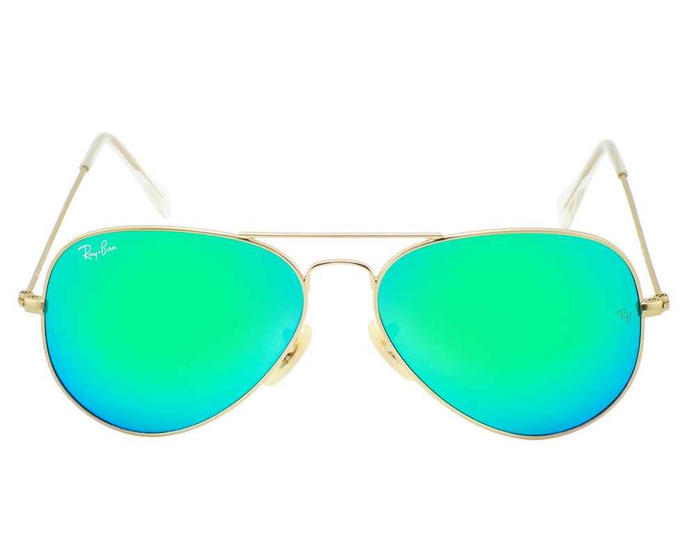 Ray-Ban Sunglasses RB3025 Aviator Flash Gold Frame Green Flash Lens 55mm Unisex