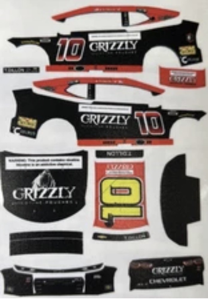 Custom 2025 Ty Dillon #10 Grizzly Pouches 1/64 Scale NASCAR Peel & Stick Decals