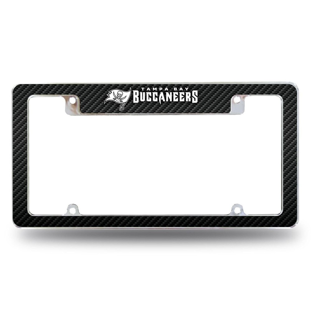 Tampa Bay Buccaneers Chrome Metal License Plate Frame Tag Cover, Carbon Fiber...