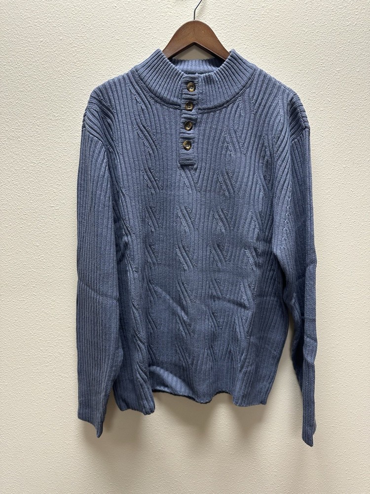 The Territory Ahead Wool Sweater Men’s Large Textured Knit Henley Button