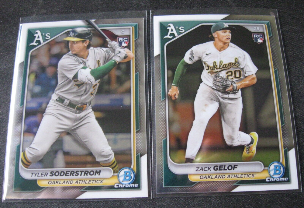 TYLER SODERSTROM/ZACK GELOF 2-CARD RC LOT 2024 Bowman Chrome OAKLAND A's
