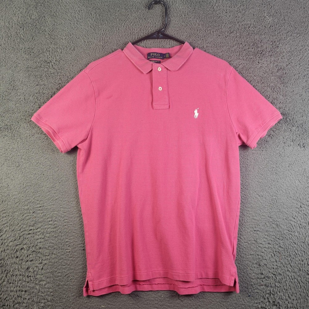 Polo Ralph Lauren Polo Shirt Mens Medium Pink Custom Slim Fit Pony Logo
