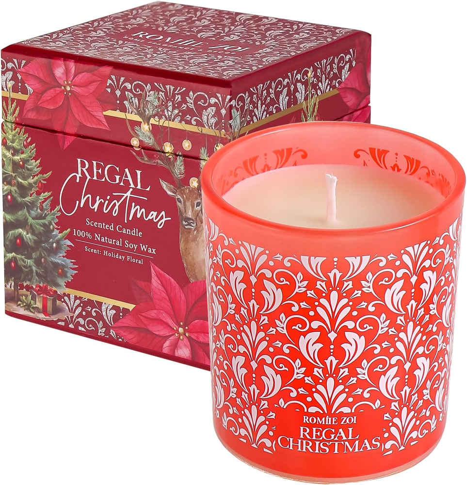 Christmas Scented Jar Candle - 6Oz Soy Wax Candle - Regal Christmas Infused with