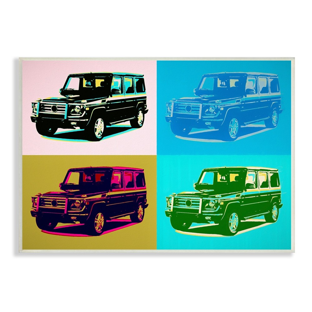 Stupell Retro Pop Vintage Utility Safari Truck Blue Pink