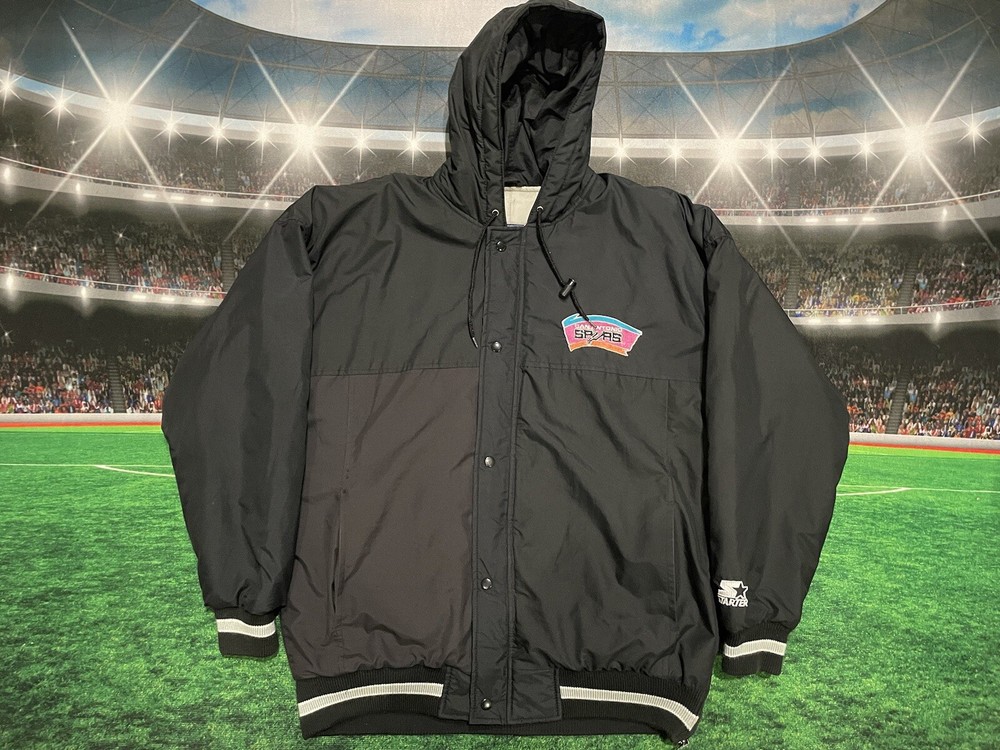 Vintage San Antonio Spurs Starter Puffer Jacket Black Size L Pre-Owned