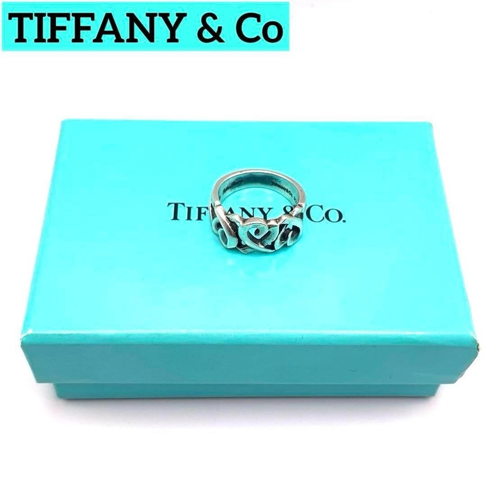 Tiffany & Co Elsa Peretti Sterling Silver Triple Heart Ring