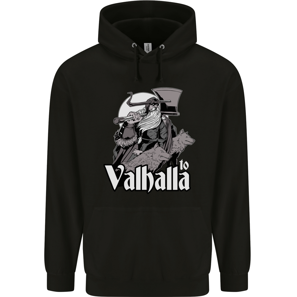 To Valhalla Viking Warrior Odin Mens 80% Cotton Hoodie