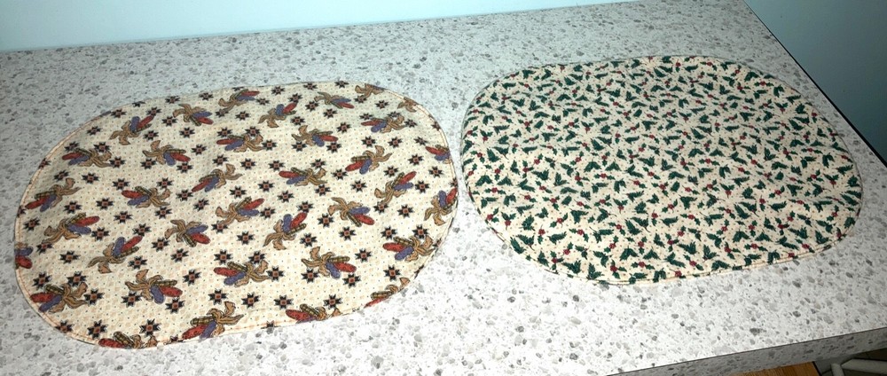 Seasonal 4 Reversible Placemats ..Holiday/Fall Scene + Reversible Table Runner-image