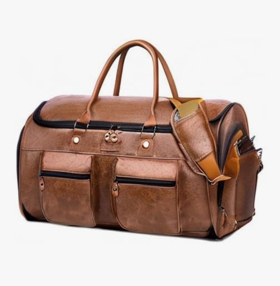 Leather Travel Garment Duffle Bag Carry On Suit Bag 58Lb Shoe Compartment New