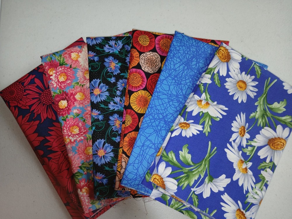 Bundle 6 Half Yd Cuts total 3 yards cotton, quilt shop quality name brand
