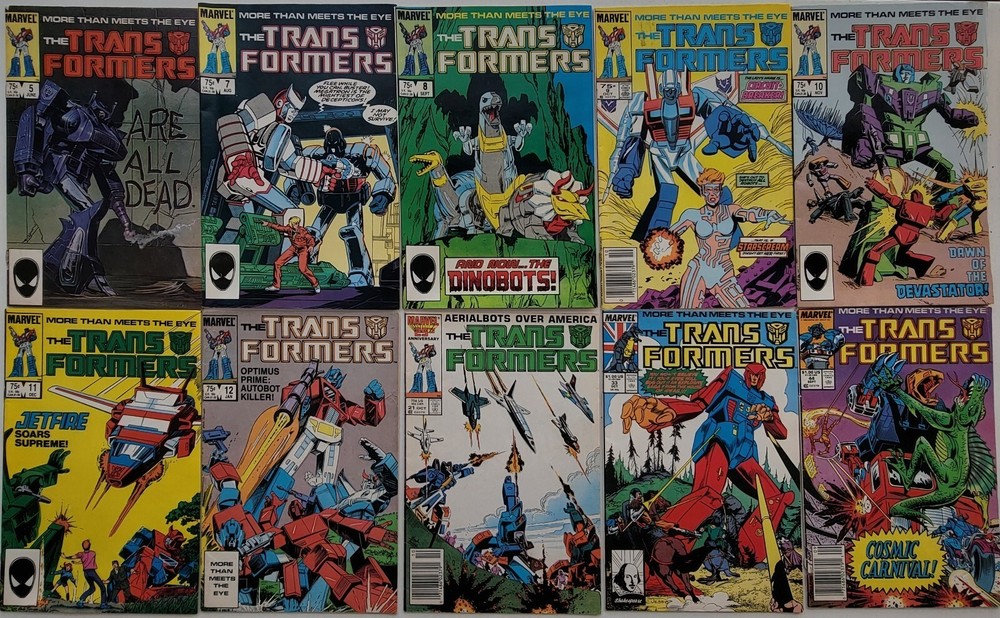 TRANSFORMERS Bronze Age Lot (10) #5-44* NM-VF Many 1st Apps, Dinobots High Grade