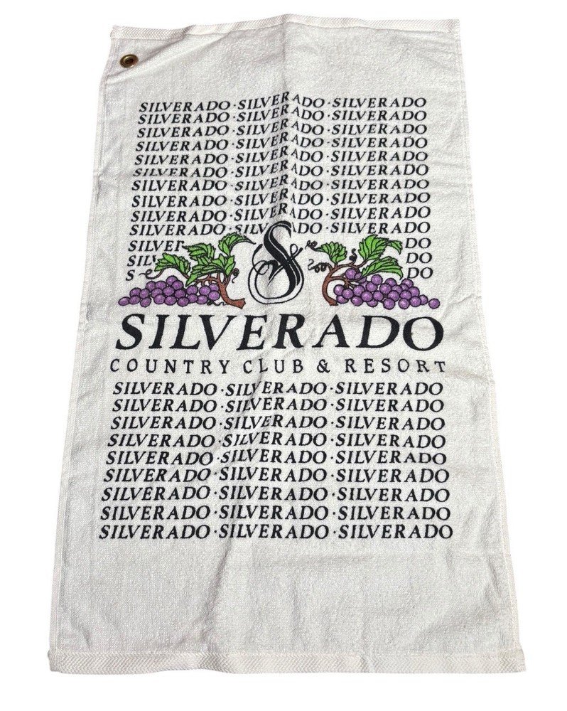Vintage Silverado Country Club Resort Golf Towel White 25”x15” Grapes Wine Napa