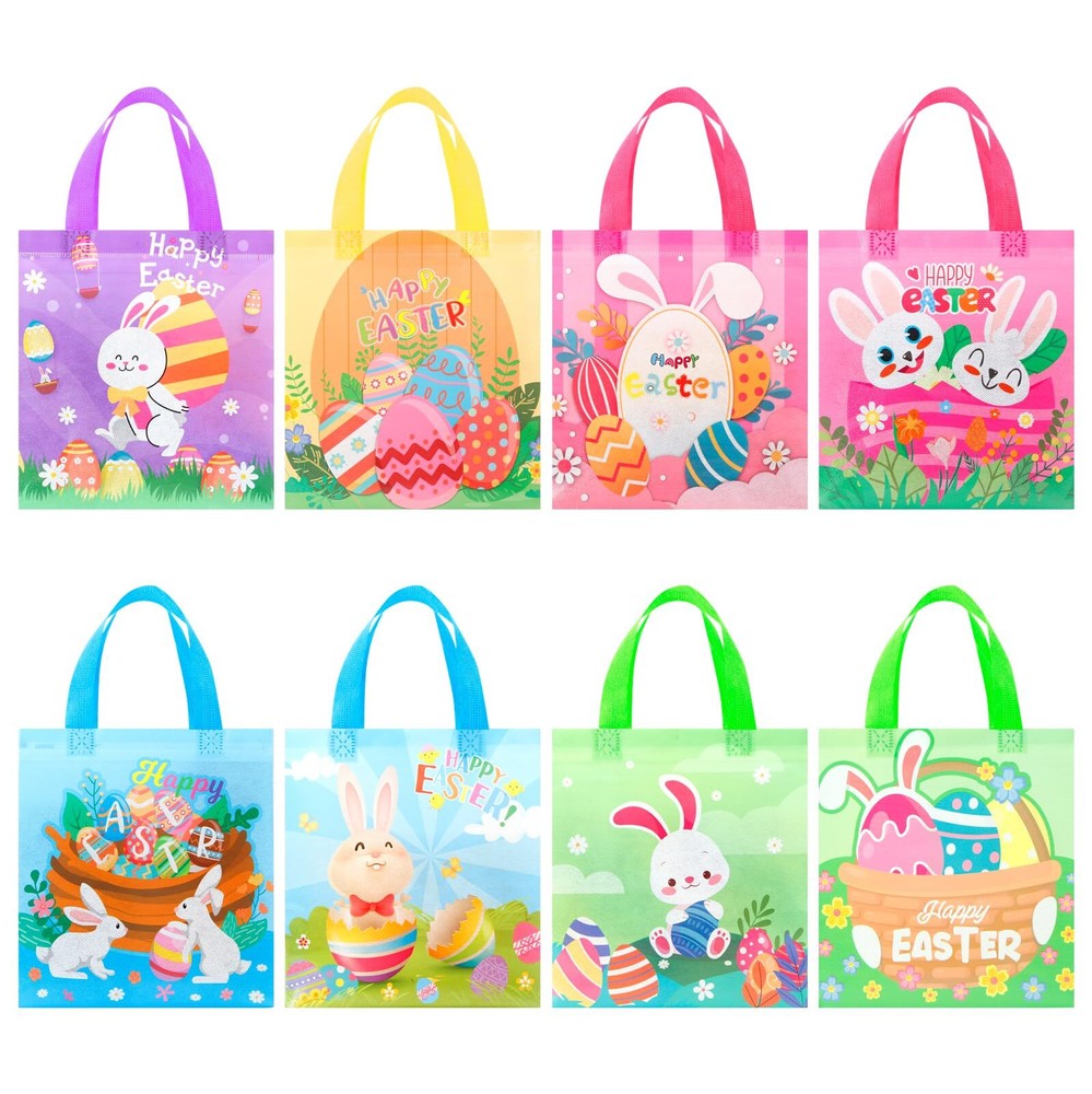 16 pcs Easter Party Supplies Gift Bags,Candy Bags for Birthday Party, with Ha...