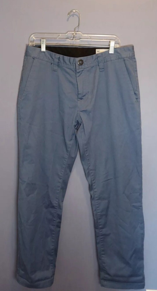 Volcom True To This Blue Chino Stretch Skateboarding Slacks Pants Men's 33