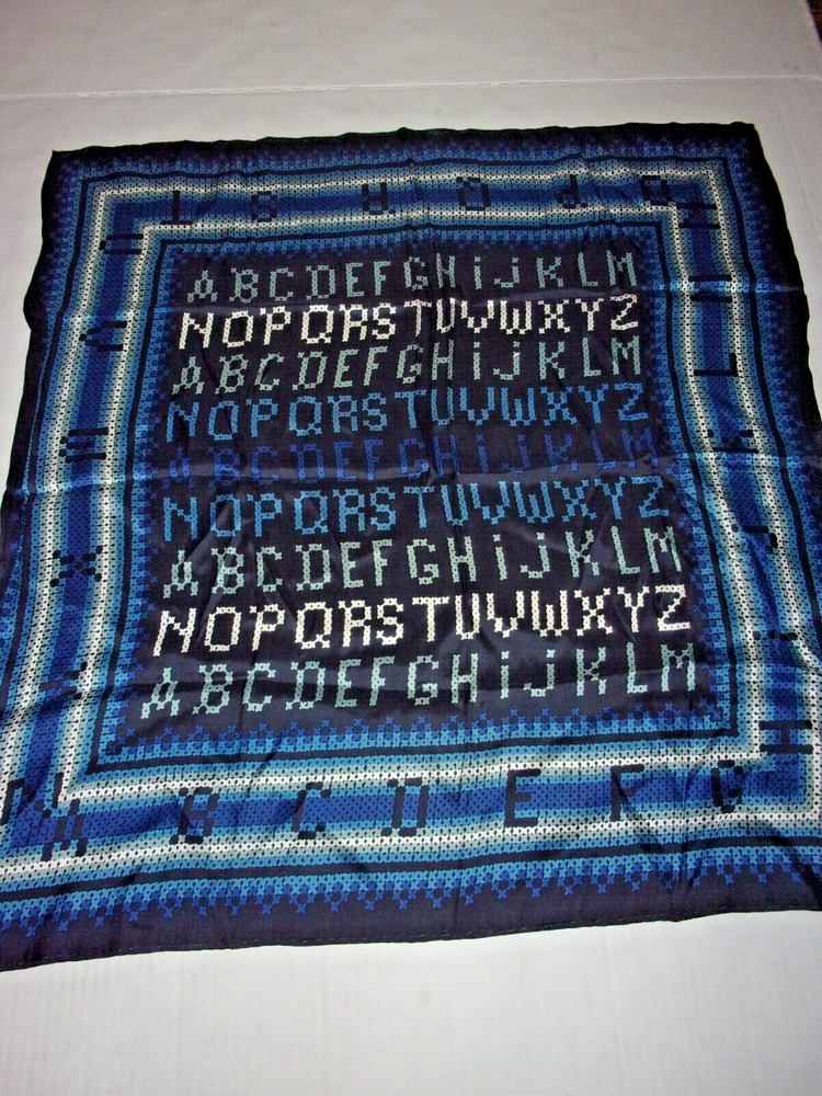 Vtg Echo alphabet pattern silk scarf 26