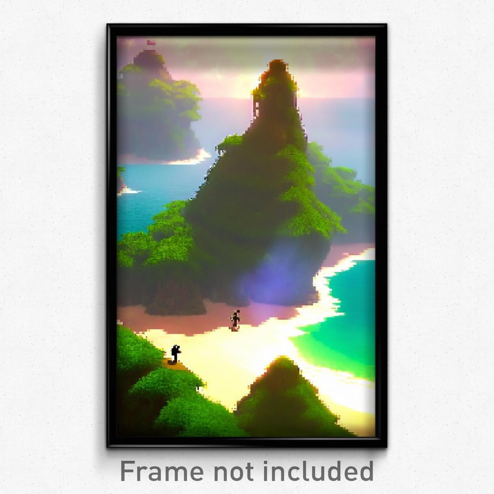 8-Bit Psychedelic Pixel Art Poster - Pure Isle Trippy Video Game Print