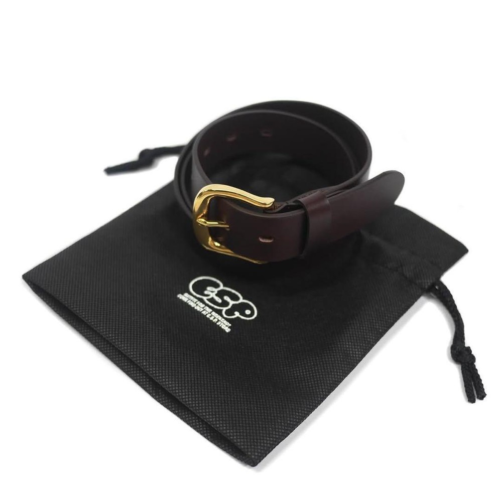 Italian Leather Belt Brown Gold ESP Unisex Minimalist Design New