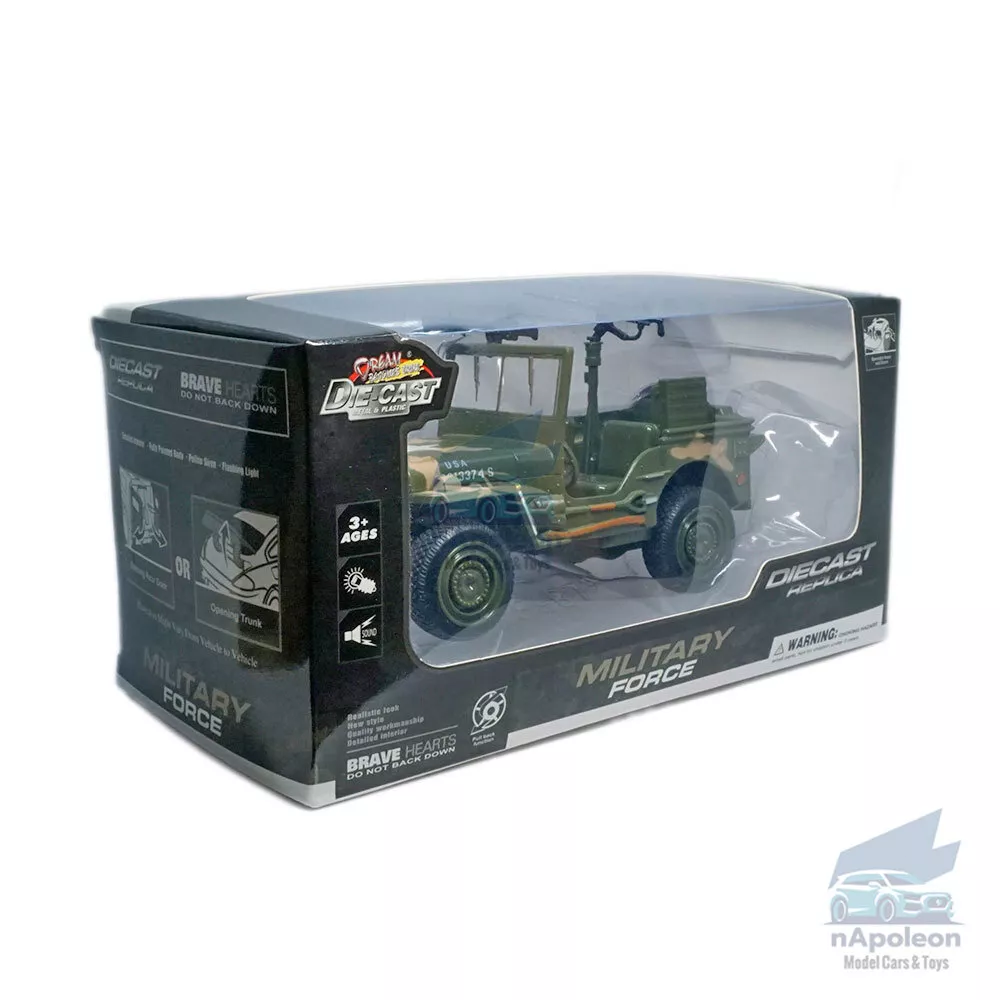 1:24 Jeep Willys MB WWII US Military Vehicle Model Car Diecast Toy Gift Kids