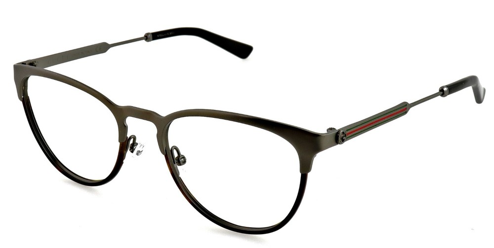 New GUCCI GG0134O 012 54mm Gray Havana Eyeglass Frames Unisex Made in Italy
