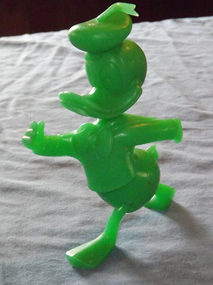 1971 Vintage Disney Donald Duck Green Plastic Toy by Louis Marx USA 5.5 Inch