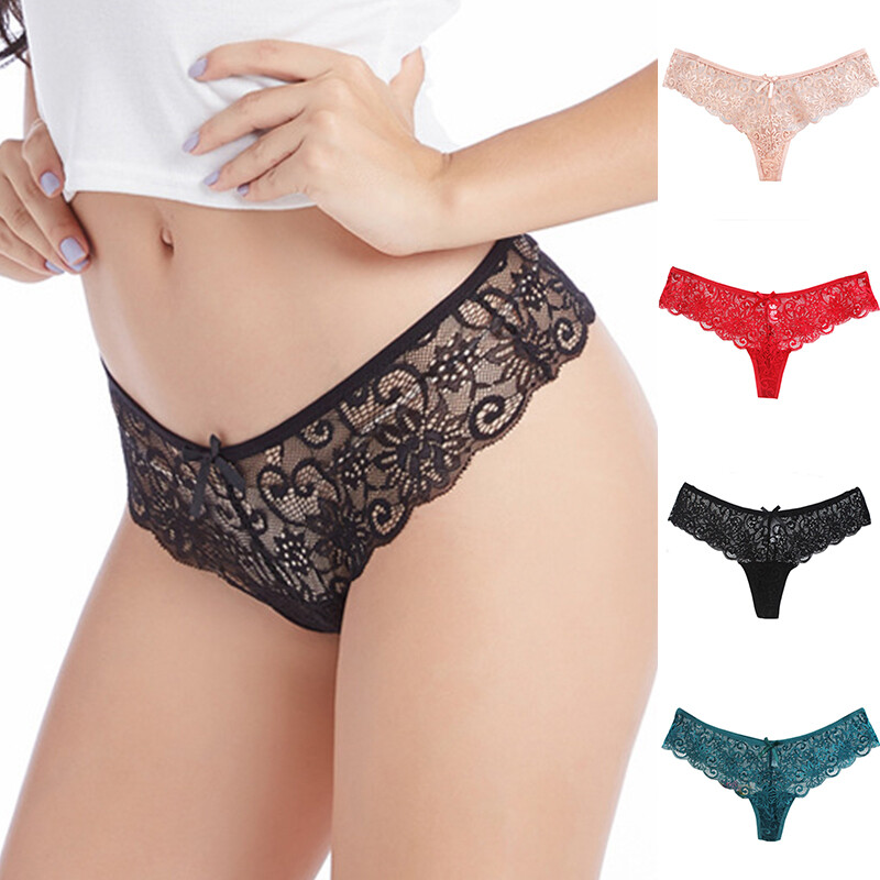 Ladies Soft Lace G Strings Low Waist Sheer Briefs Women Knicker Thongs Underwear