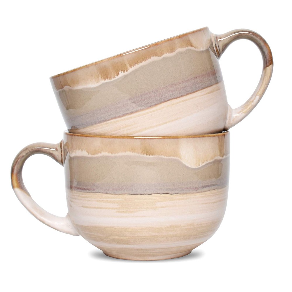 Large Ceramic Coffee Mug Set of 2, Stoneware Jumbo Latte Mugs for Office and ...