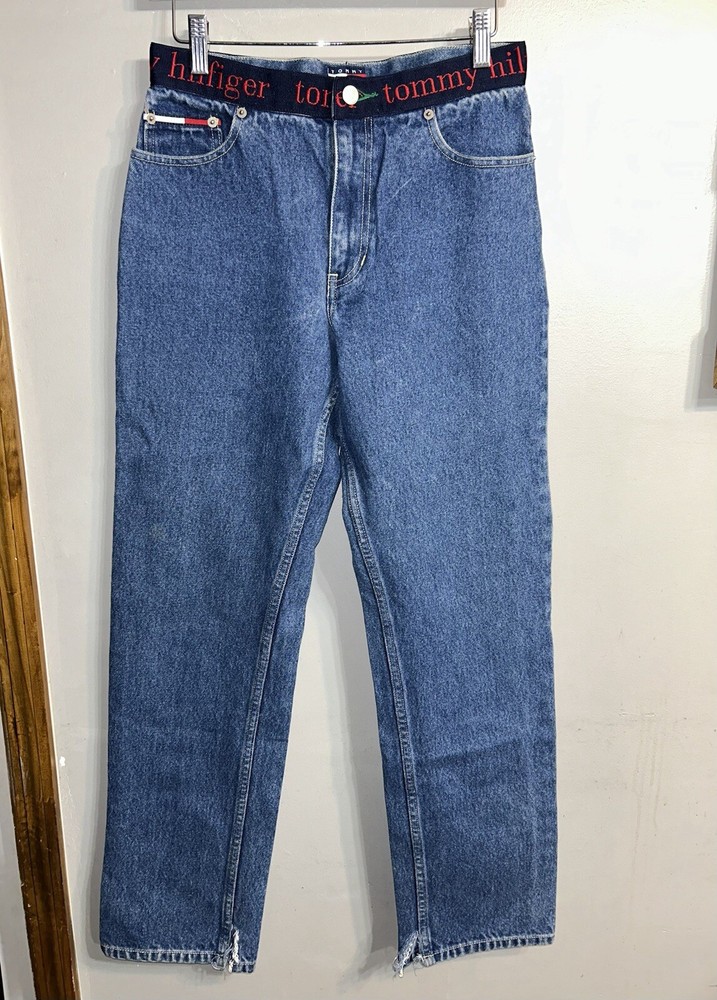 Tommy Hilfiger Womens Vintage Spell Out Logo Waistband Jeans Size 5