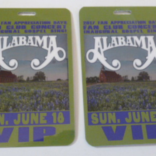 Alabama Fan Club Concert June 18 2017 Tour VIP Backstage Pass Laminate D10