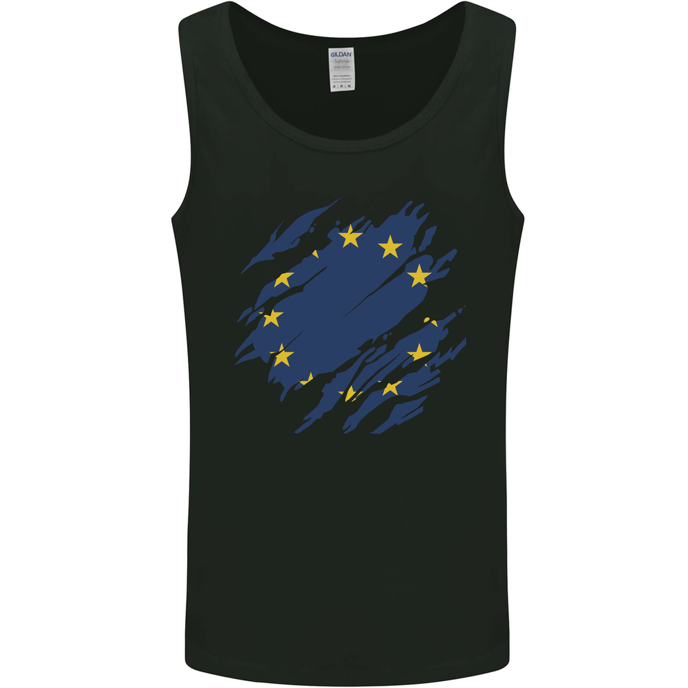 Torn EU Flag European Union Flag Football Mens Vest Tank Top