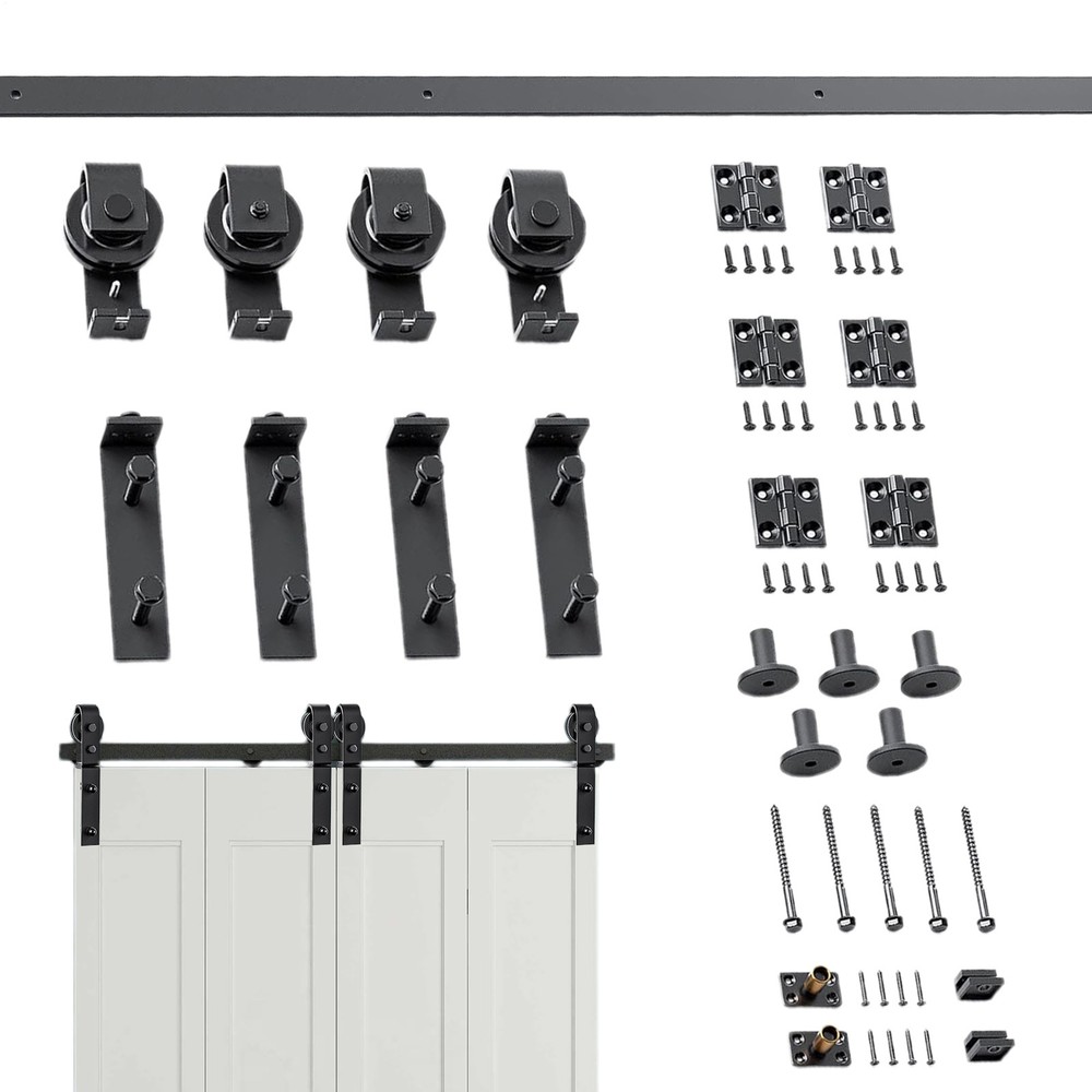 52in Sliding Barn Door Hardware Kit for Modern Closet - Folding Style Track Rail System