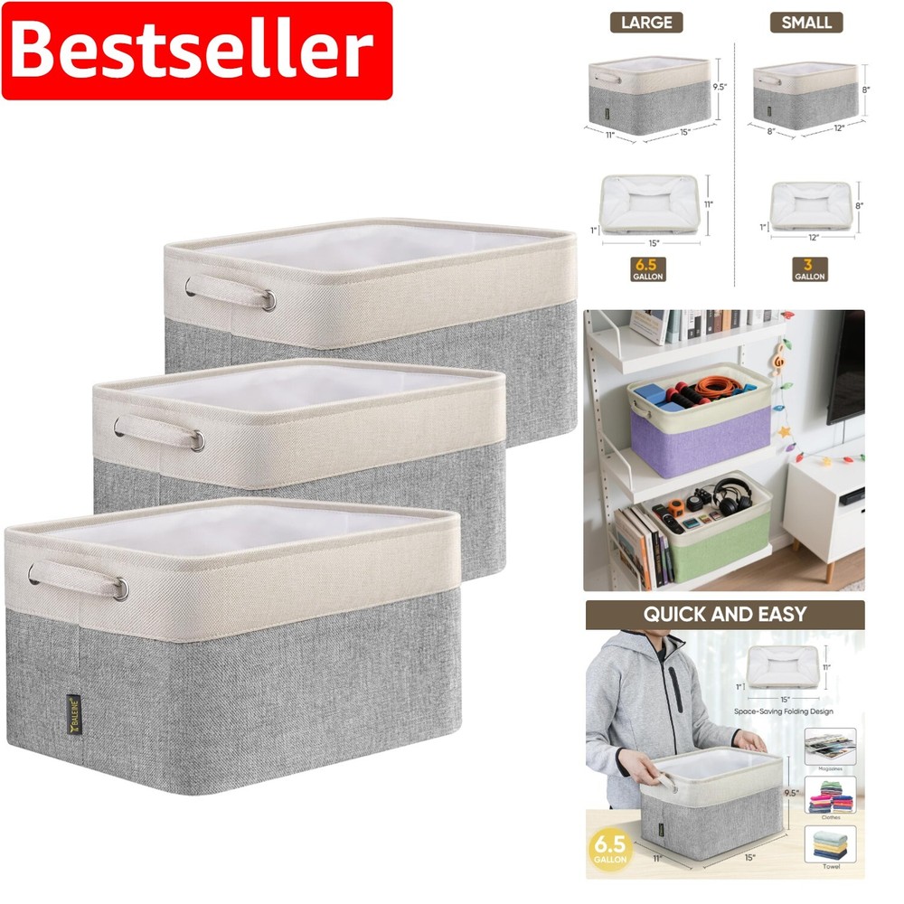 Sleek 3-Piece Linen Storage Bin Set for a Tidy Organized Home