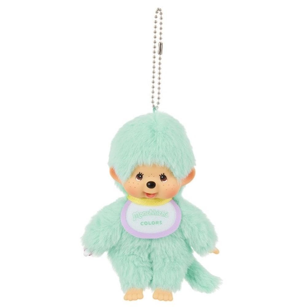 Monchhichi mint green plush keychain collectible by Sekiguchi Japan