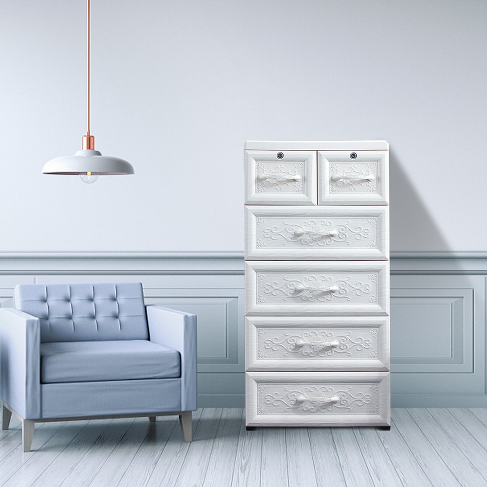 5-Layer 6-Drawer Rolling Storage Cabinet Organizer White USA