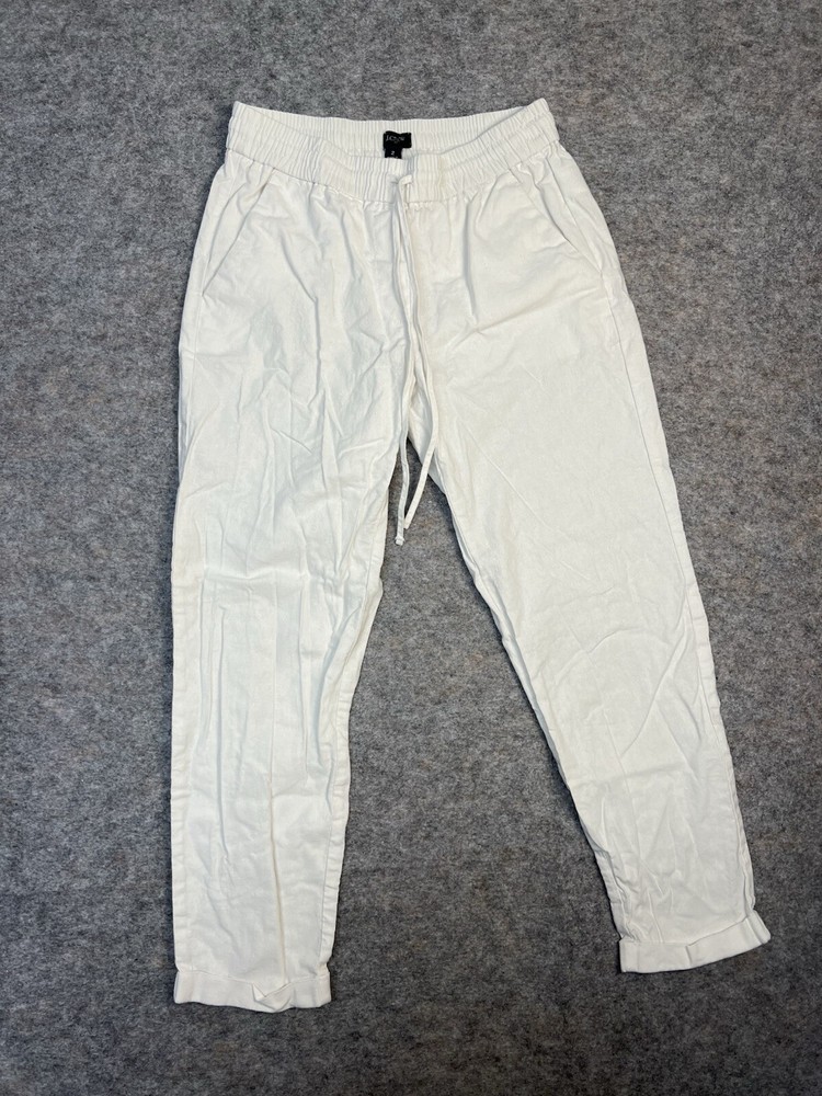 J. Crew Factory Linen-Cotton Blend Drawstring Pants Sz 2 White
