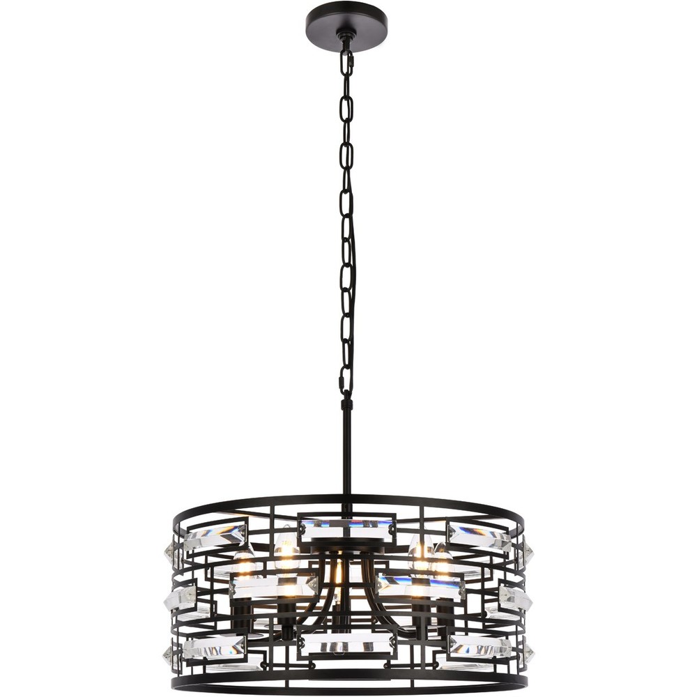 Elegant Kennedy 5-Light 19-Inch Black Pendant Ceiling Fixture